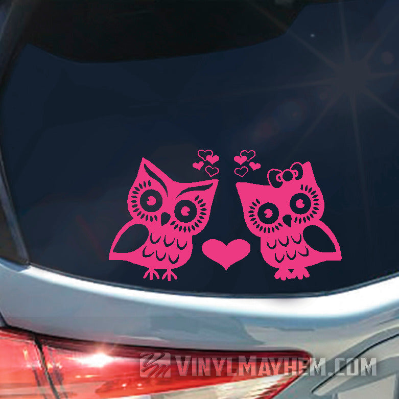 Owl love birds vinyl sticker
