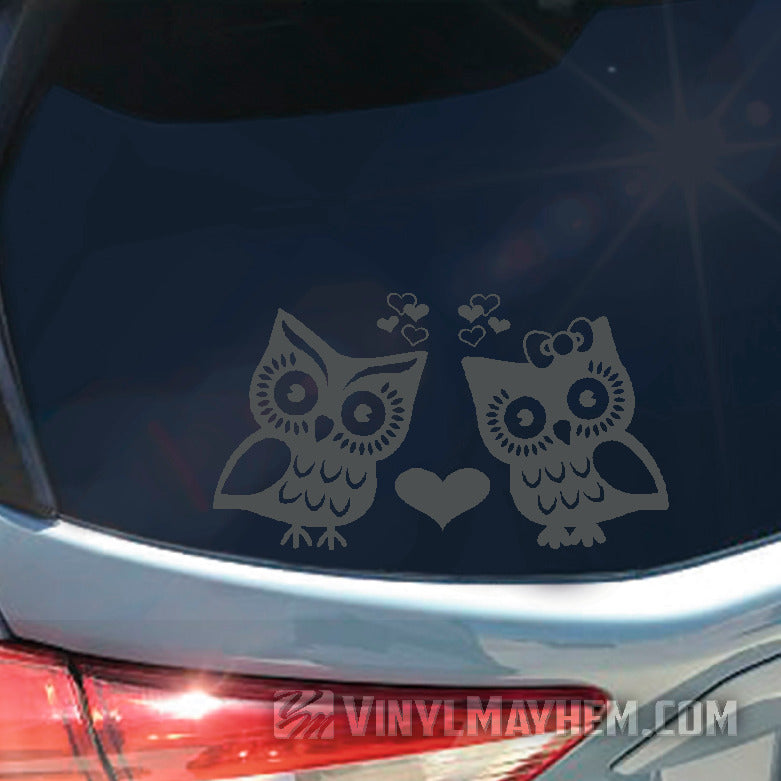 Owl love birds vinyl sticker