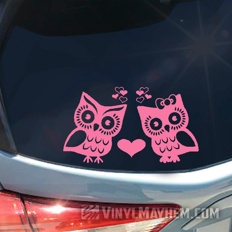 Owl love birds vinyl sticker