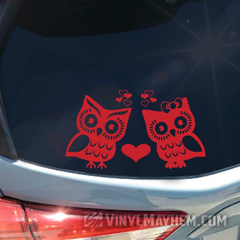 Owl love birds vinyl sticker