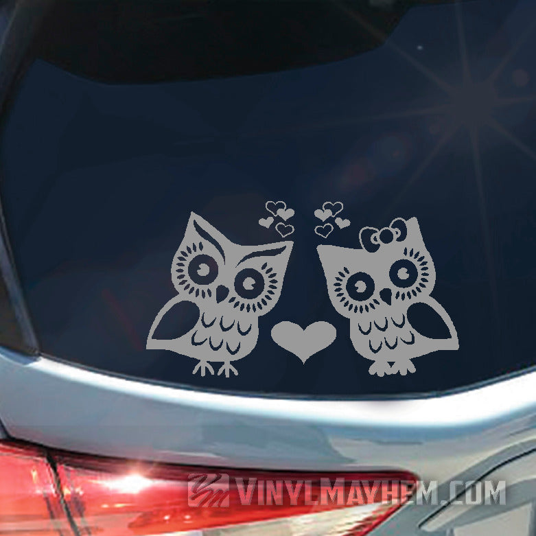 Owl love birds vinyl sticker