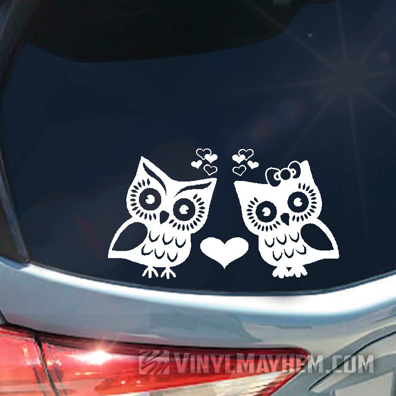 Owl love birds vinyl sticker