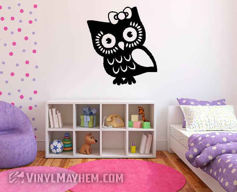 Owl with Bow vinyl sticker