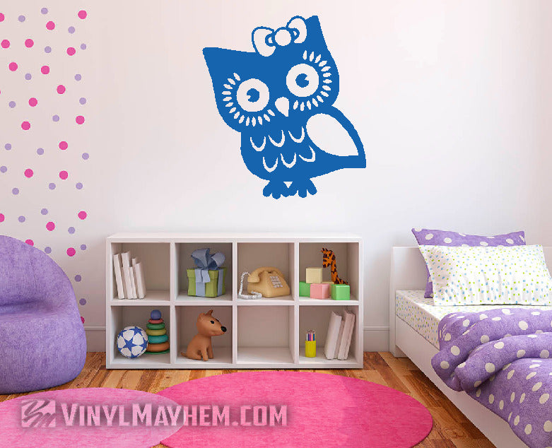 Owl with Bow vinyl sticker