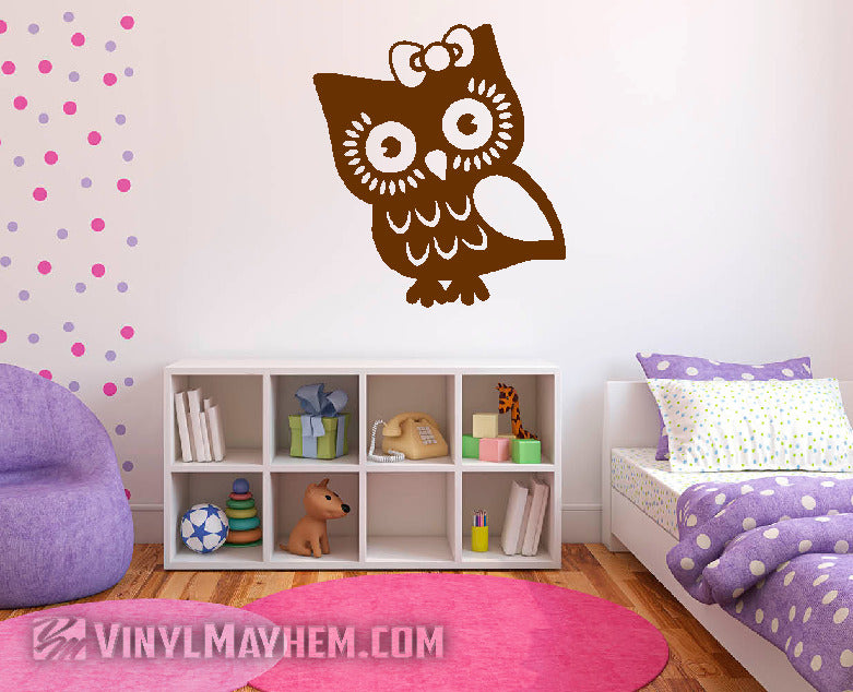 Owl with Bow vinyl sticker