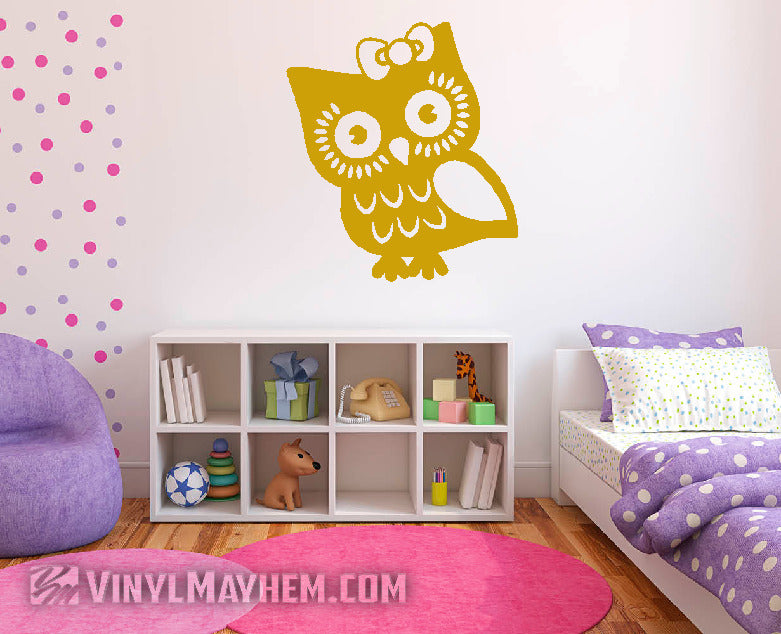 Owl with Bow vinyl sticker