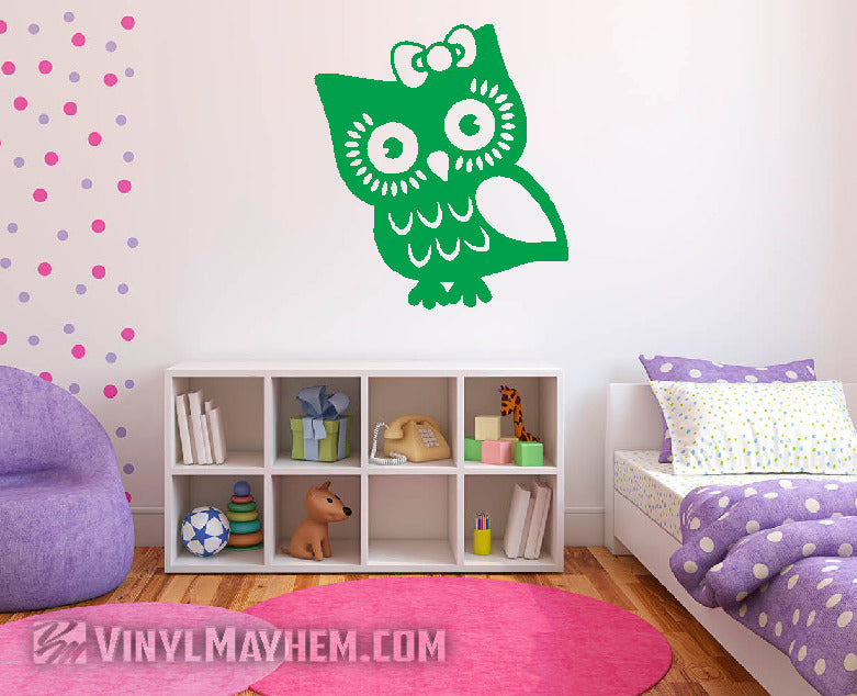 Owl with Bow vinyl sticker