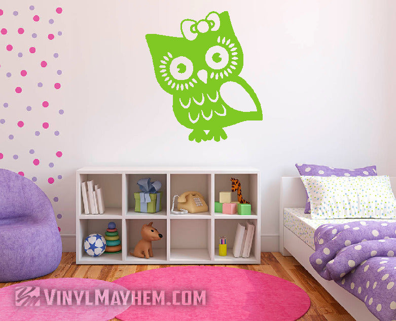 Owl with Bow vinyl sticker