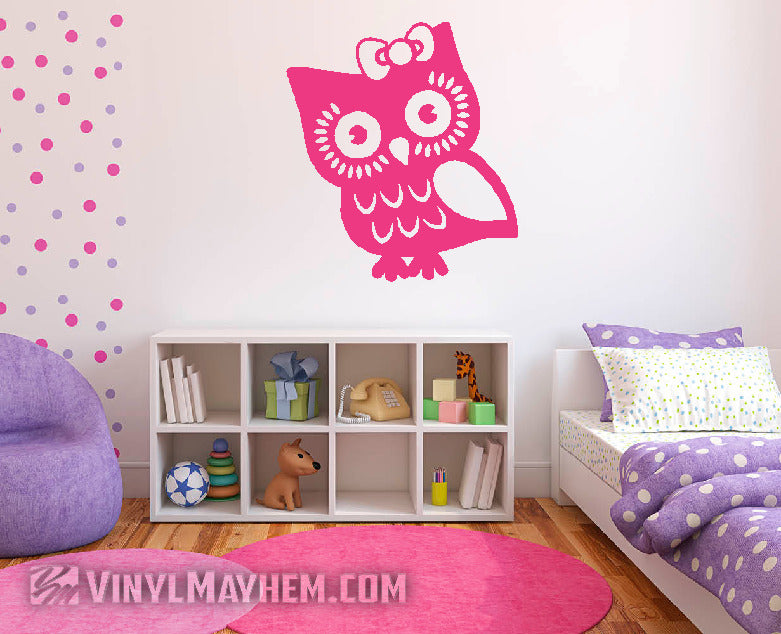 Owl with Bow vinyl sticker