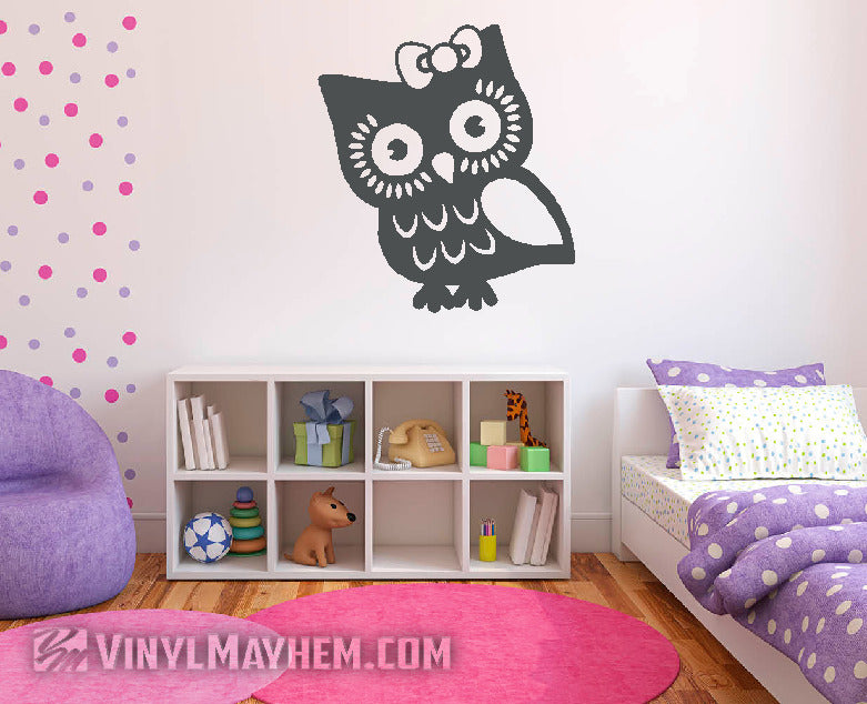 Owl with Bow vinyl sticker