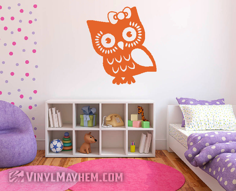 Owl with Bow vinyl sticker