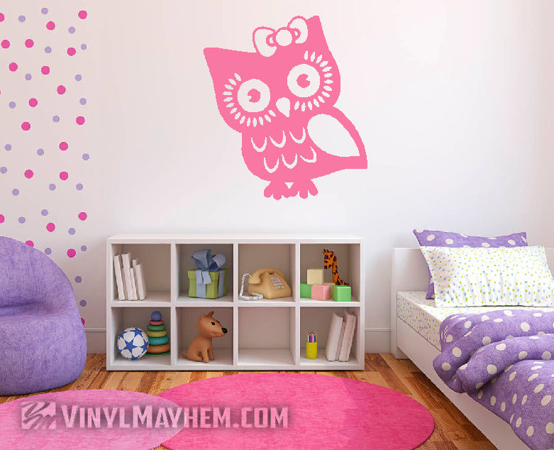 Owl with Bow vinyl sticker