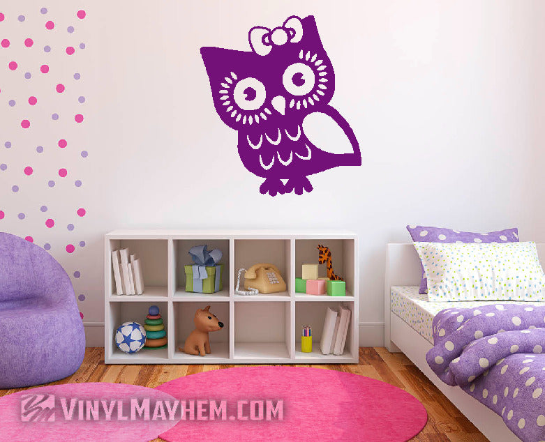 Owl with Bow vinyl sticker