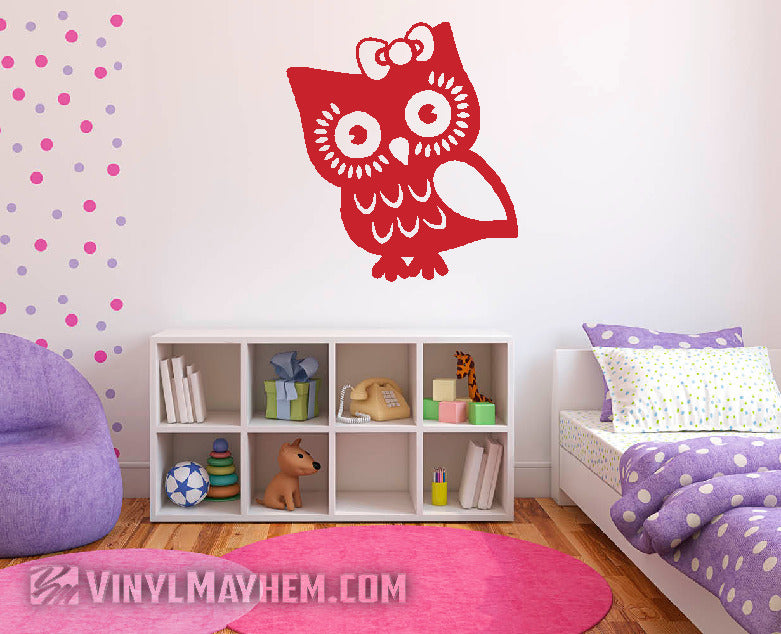 Owl with Bow vinyl sticker