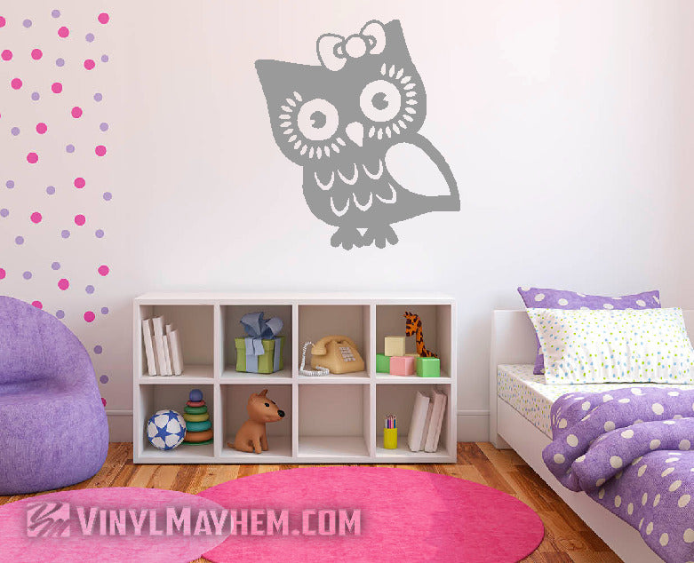 Owl with Bow vinyl sticker