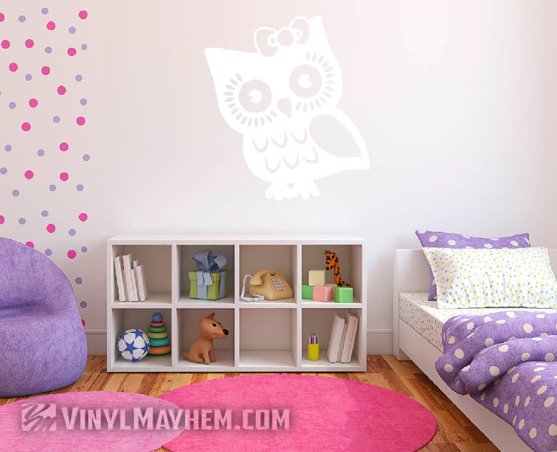 Owl with Bow vinyl sticker