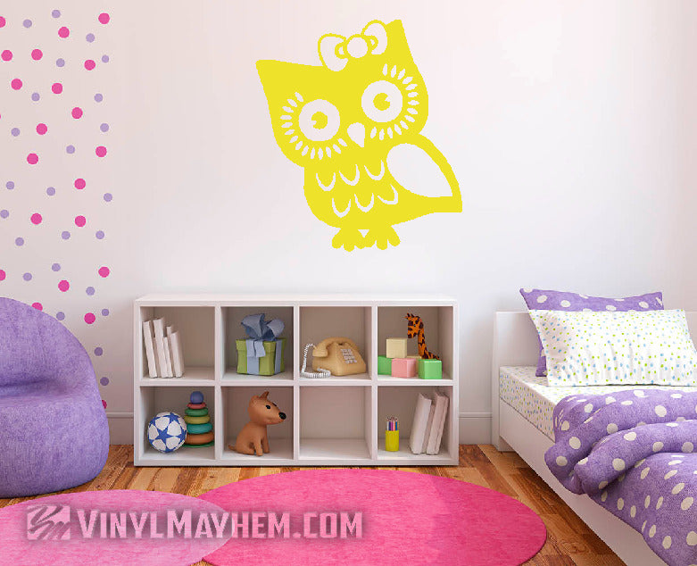 Owl with Bow vinyl sticker