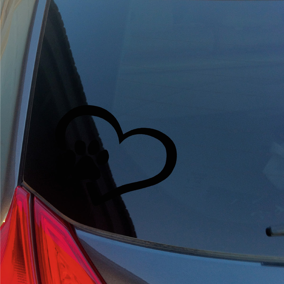 Dog Paw print in heart vinyl stickers