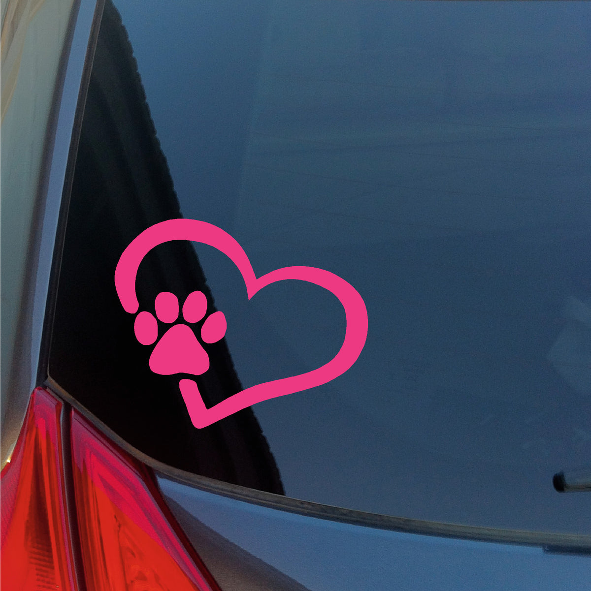 Dog Paw print in heart vinyl sticker pink