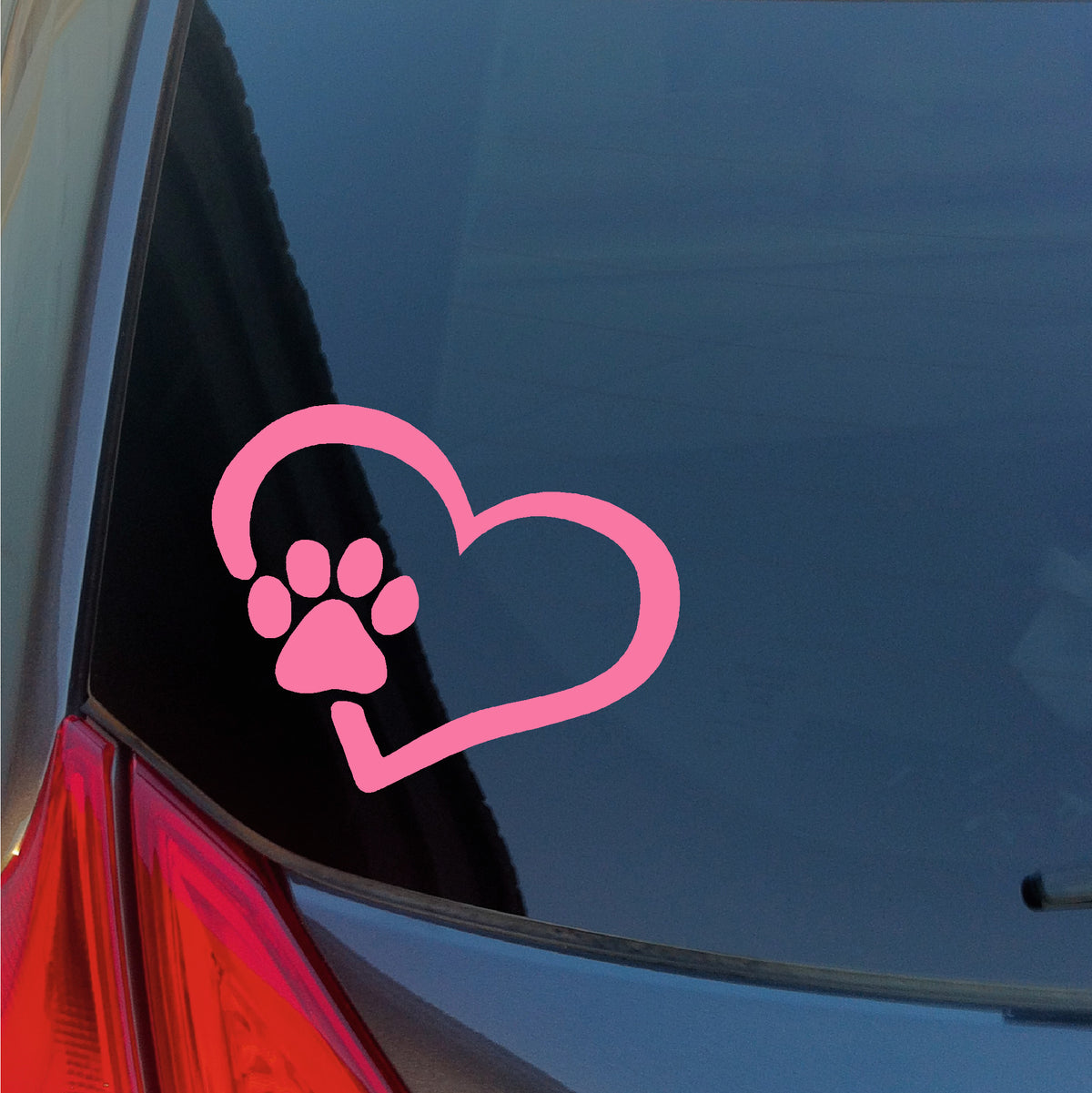 Dog Paw print in heart vinyl sticker pink