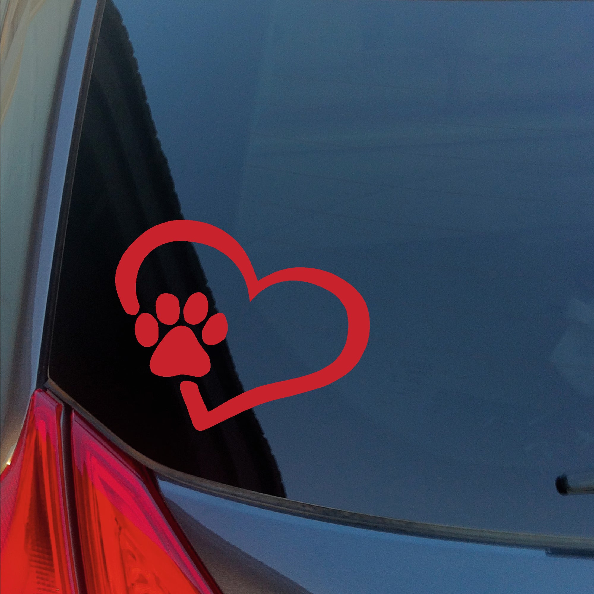 Dog Paw print in heart vinyl sticker