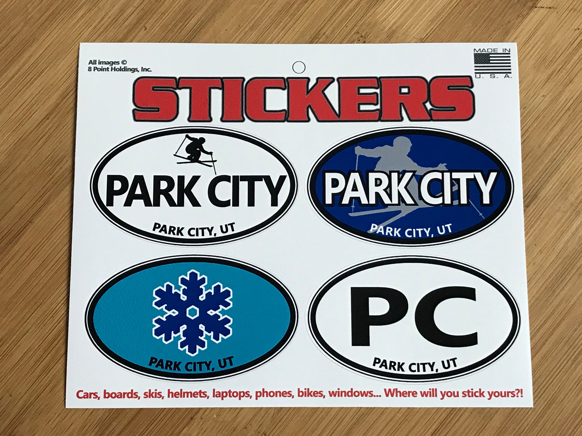 Park City Utah Skier oval sticker sheet