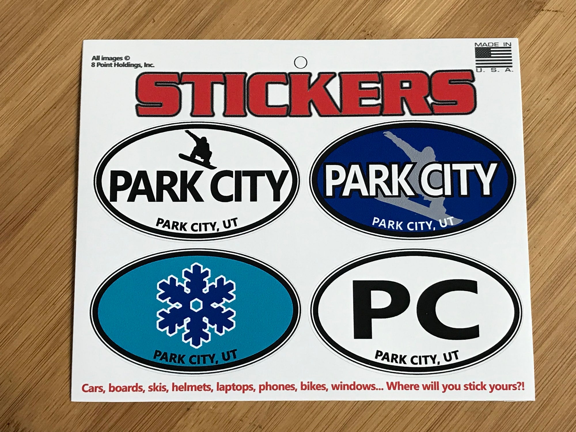 Park City Utah Snowboarder sticker sheet