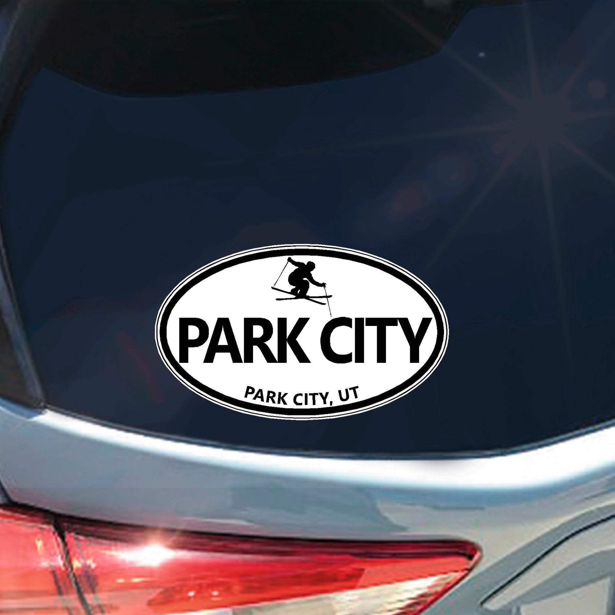 Park City Utah skier oval sticker