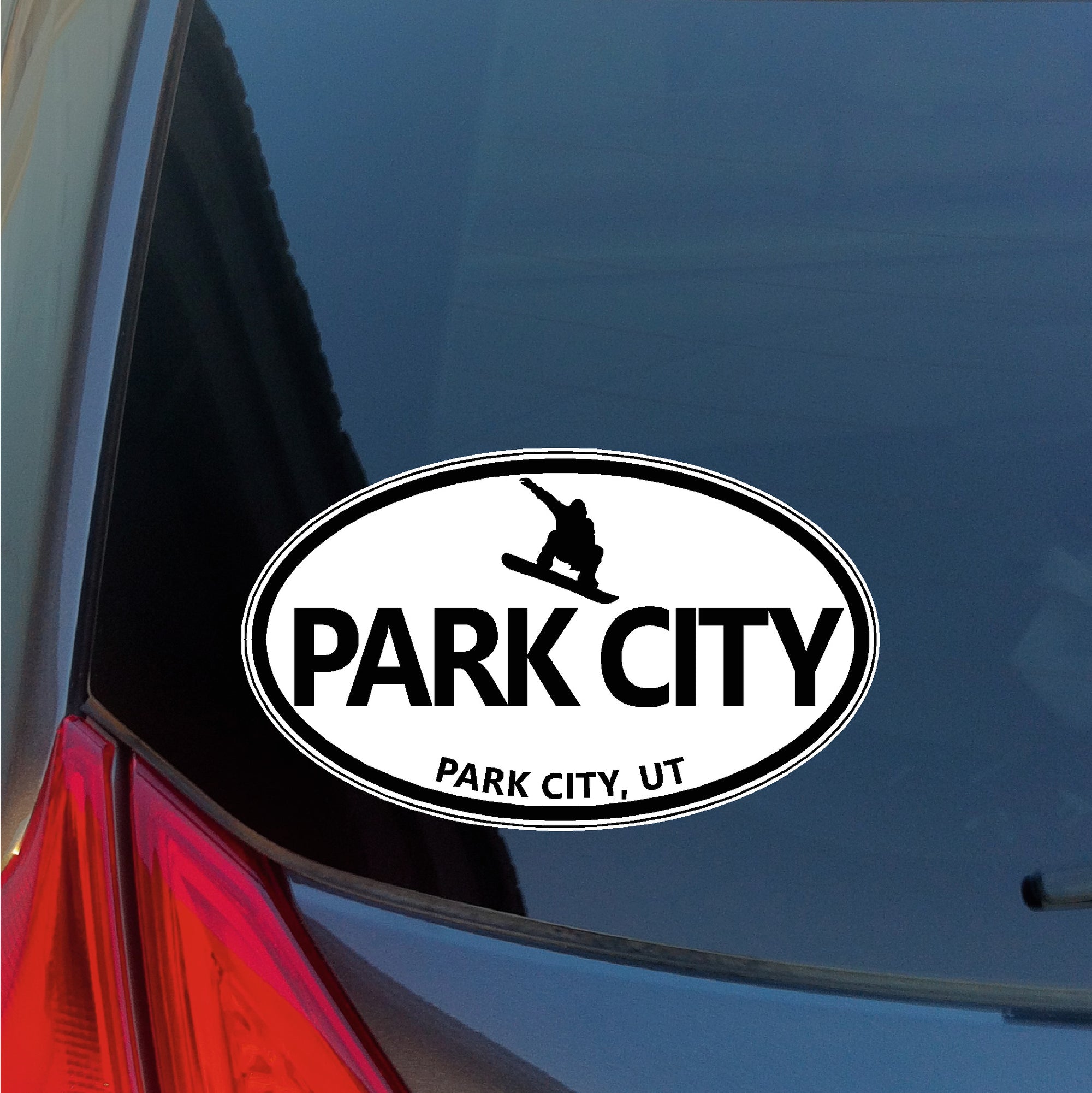 Park City Utah Snowboarder oval sticker