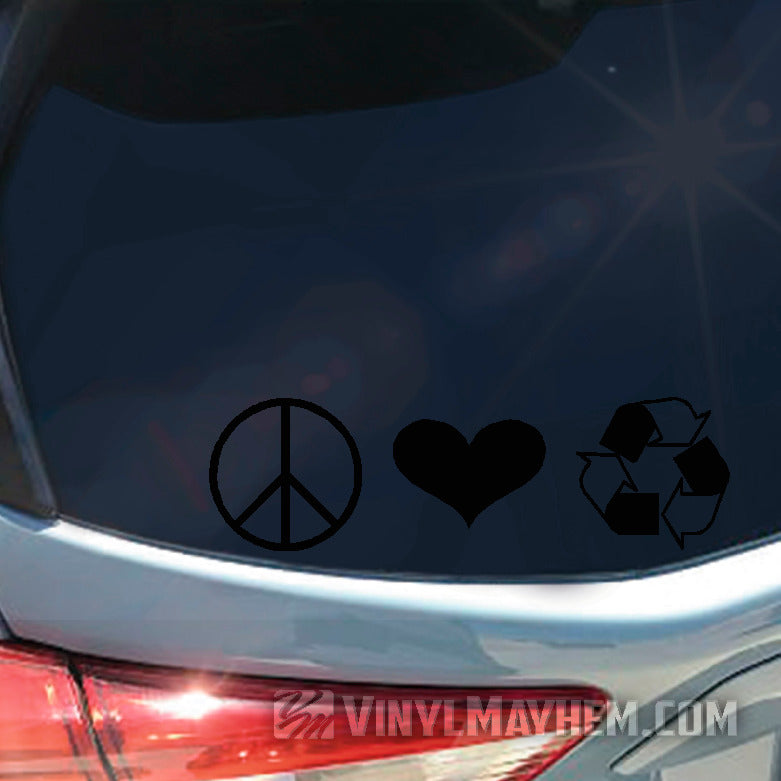 Peace Love Recycle vinyl sticker