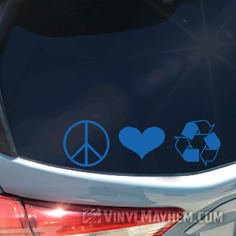 Peace Love Recycle vinyl sticker