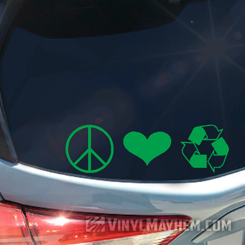 Peace Love Recycle vinyl sticker