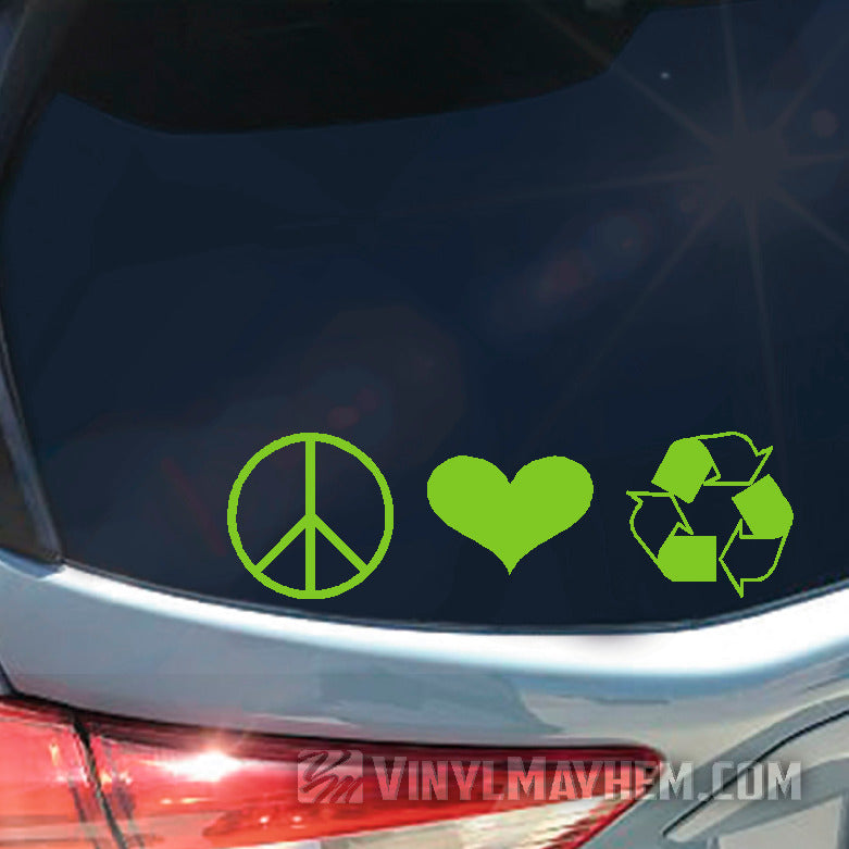 Peace Love Recycle vinyl sticker