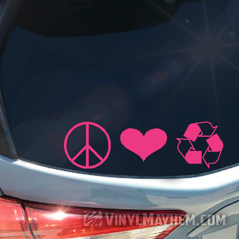 Peace Love Recycle vinyl sticker
