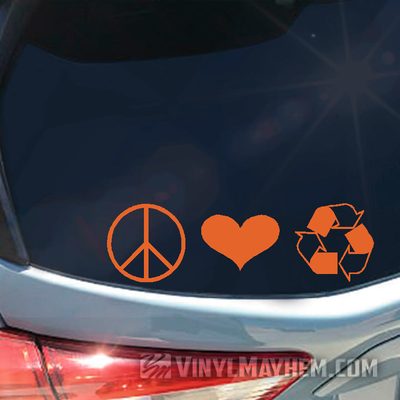 Peace Love Recycle vinyl sticker
