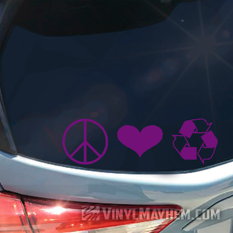 Peace Love Recycle vinyl sticker