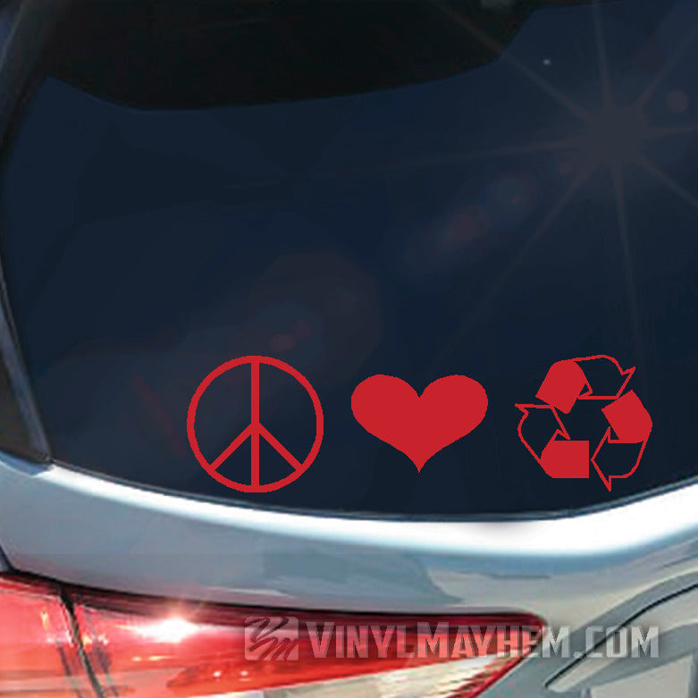 Peace Love Recycle vinyl sticker