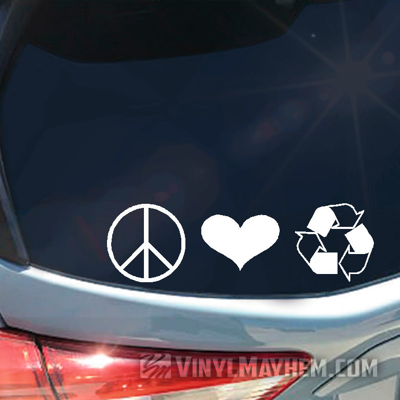 Peace Love Recycle vinyl sticker