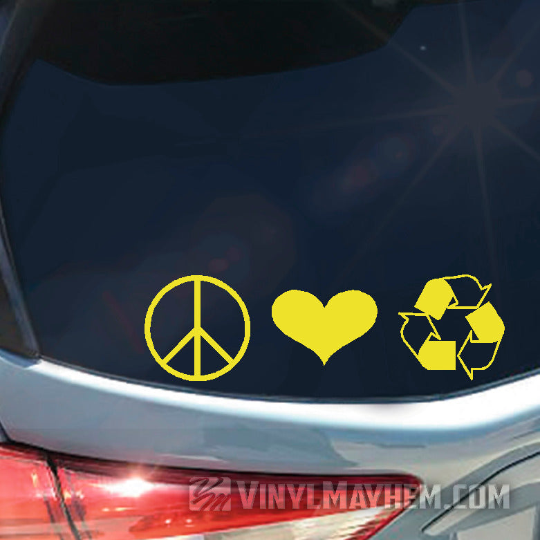 Peace Love Recycle vinyl sticker