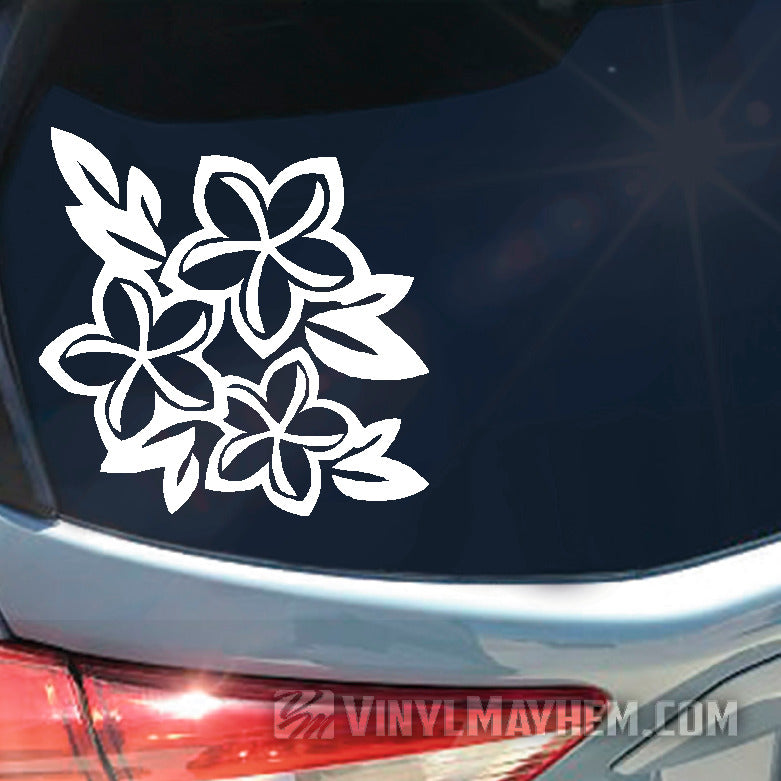 Plumeria flower cluster vinyl sticker