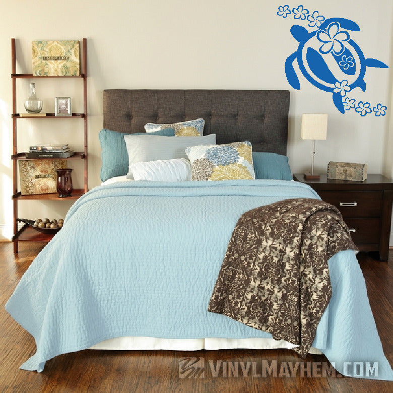 Plumeria flowers Hawaiian turtle vinyl sticker