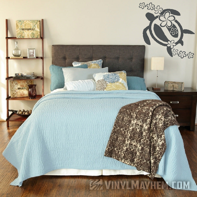 Plumeria flowers Hawaiian turtle vinyl sticker