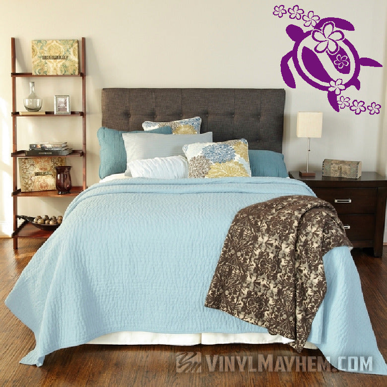 Plumeria flowers Hawaiian turtle vinyl sticker