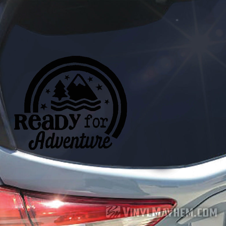 Ready For Adventure mountains vinyl sticker