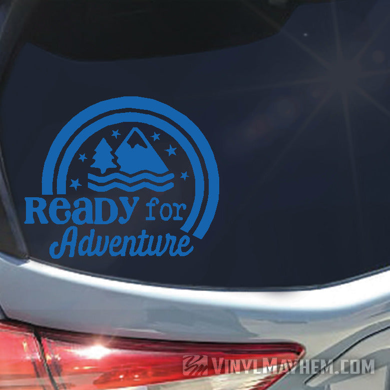 Ready For Adventure mountains vinyl sticker