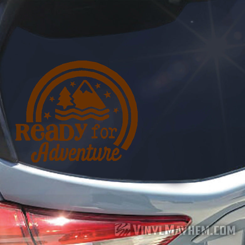 Ready For Adventure mountains vinyl sticker