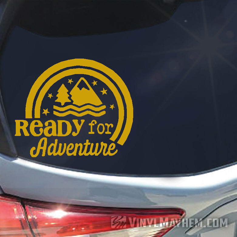 Ready For Adventure mountains vinyl sticker