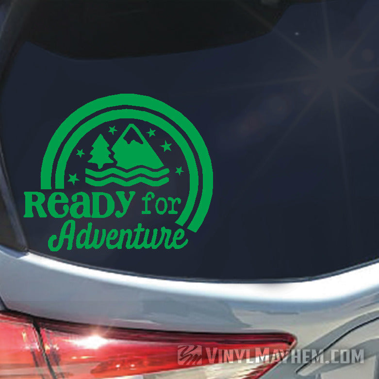 Ready For Adventure mountains vinyl sticker