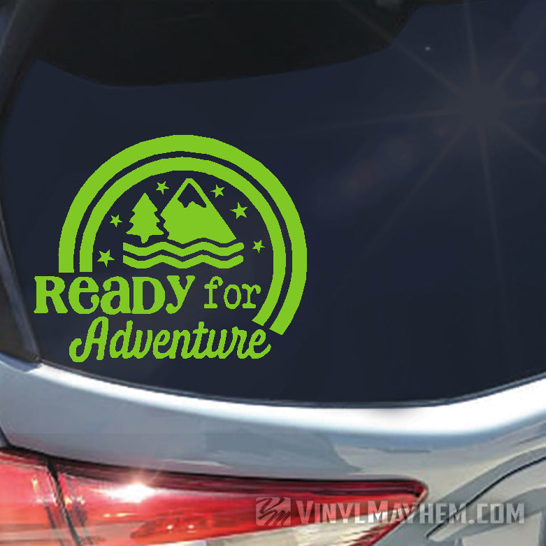 Ready For Adventure mountains vinyl sticker