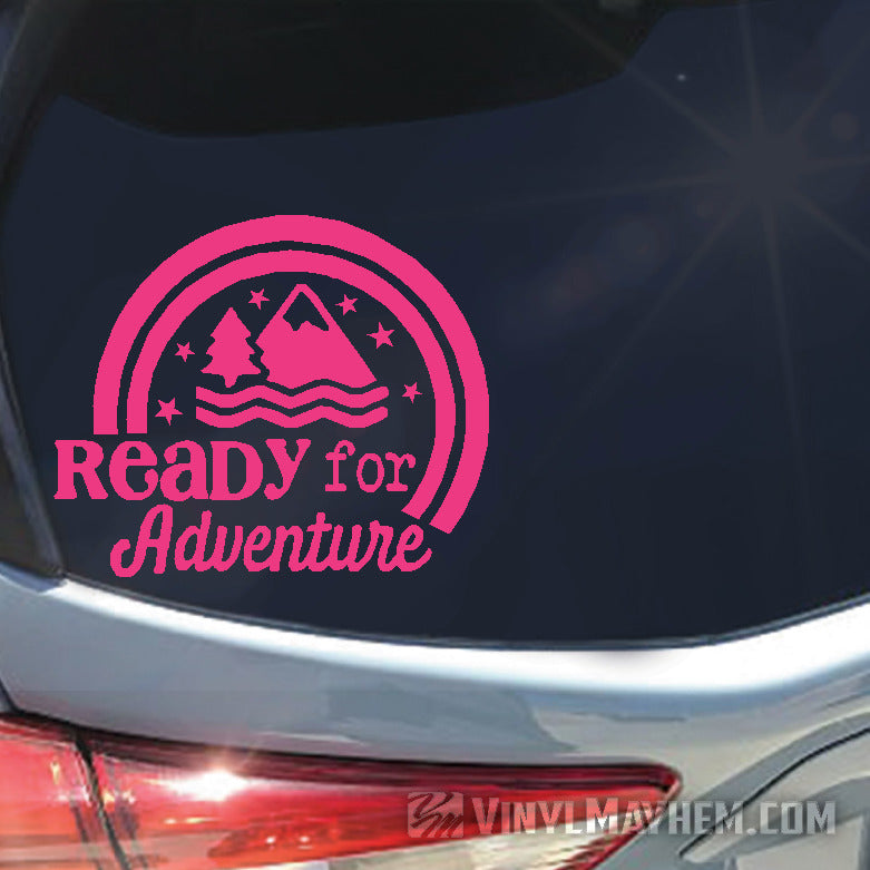 Ready For Adventure mountains vinyl sticker